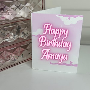 Personalized birthday card for girls, Custom note birthday card for her, Cupcake greeting card for special occasion, Handmade kids bday card