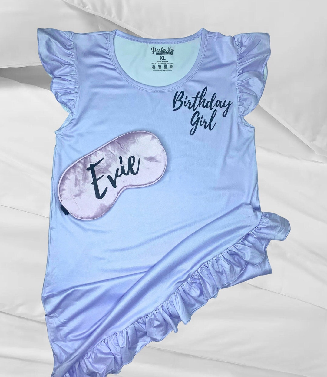 Personalized Birthday Girl Nightgown With Customizable Sleep Mask