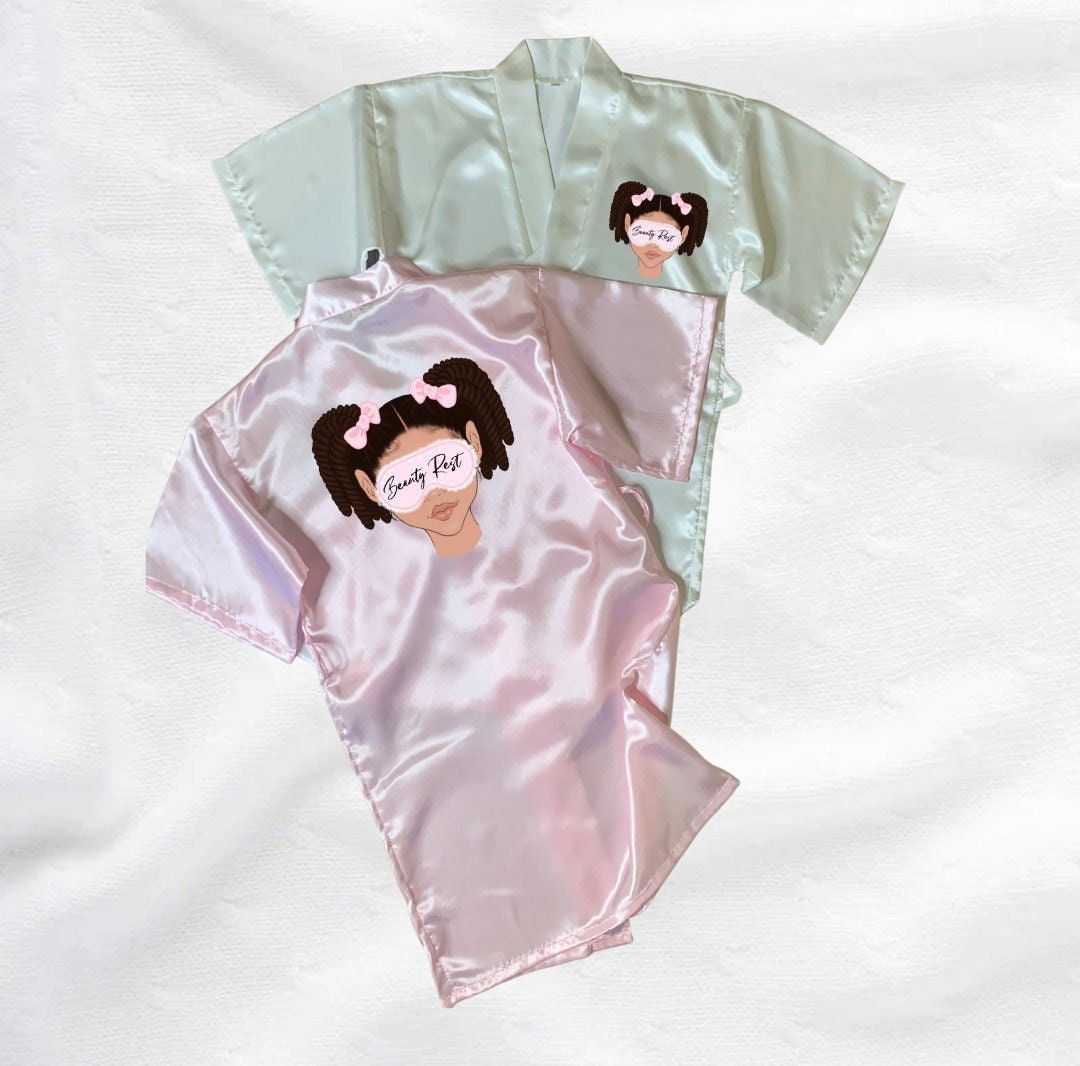Custom Satin Robes for Girls Personalized Matching Robe and Pajama Set Birthday Gift Idea for ...