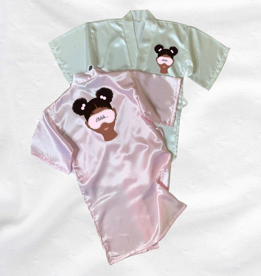 Girls Custom Silky Satin Robes Personalized Matching Robe and Pajama Set Birthday Gift Idea for ...