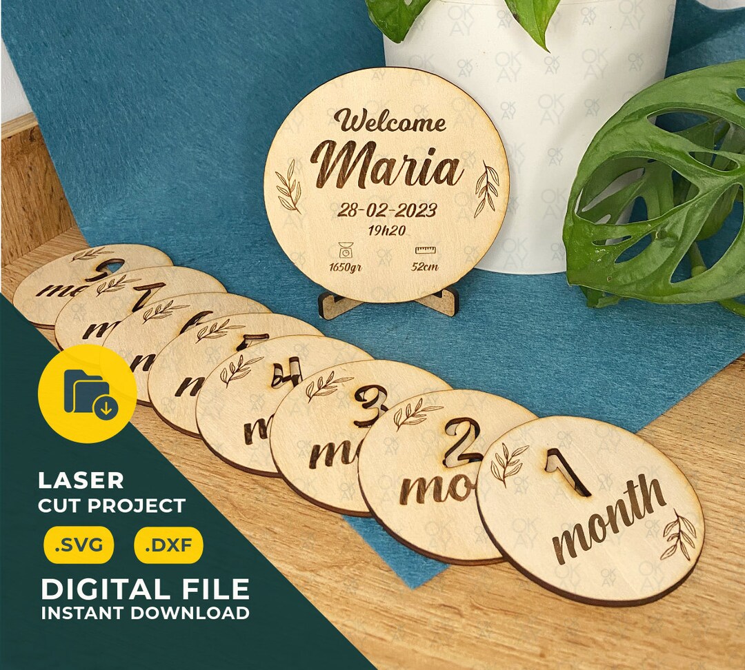 Milestone -12 Months Baby Birth - Laser Cut -digital File - Instant ...