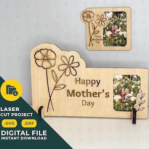 Marcos magnéticos para el refrigerador con el texto "Día de la Madre" - Corte láser - Archivo digital - Descarga instantánea