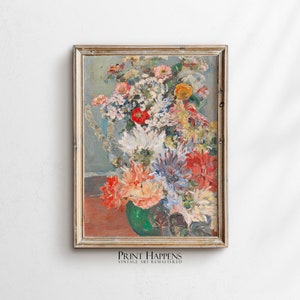 Vibrant Flower Bouquet Printable Art | Vintage Botanical Painting | Antique Wall Art | Instant Download | Rustic Home Decor Gift Idea | 157