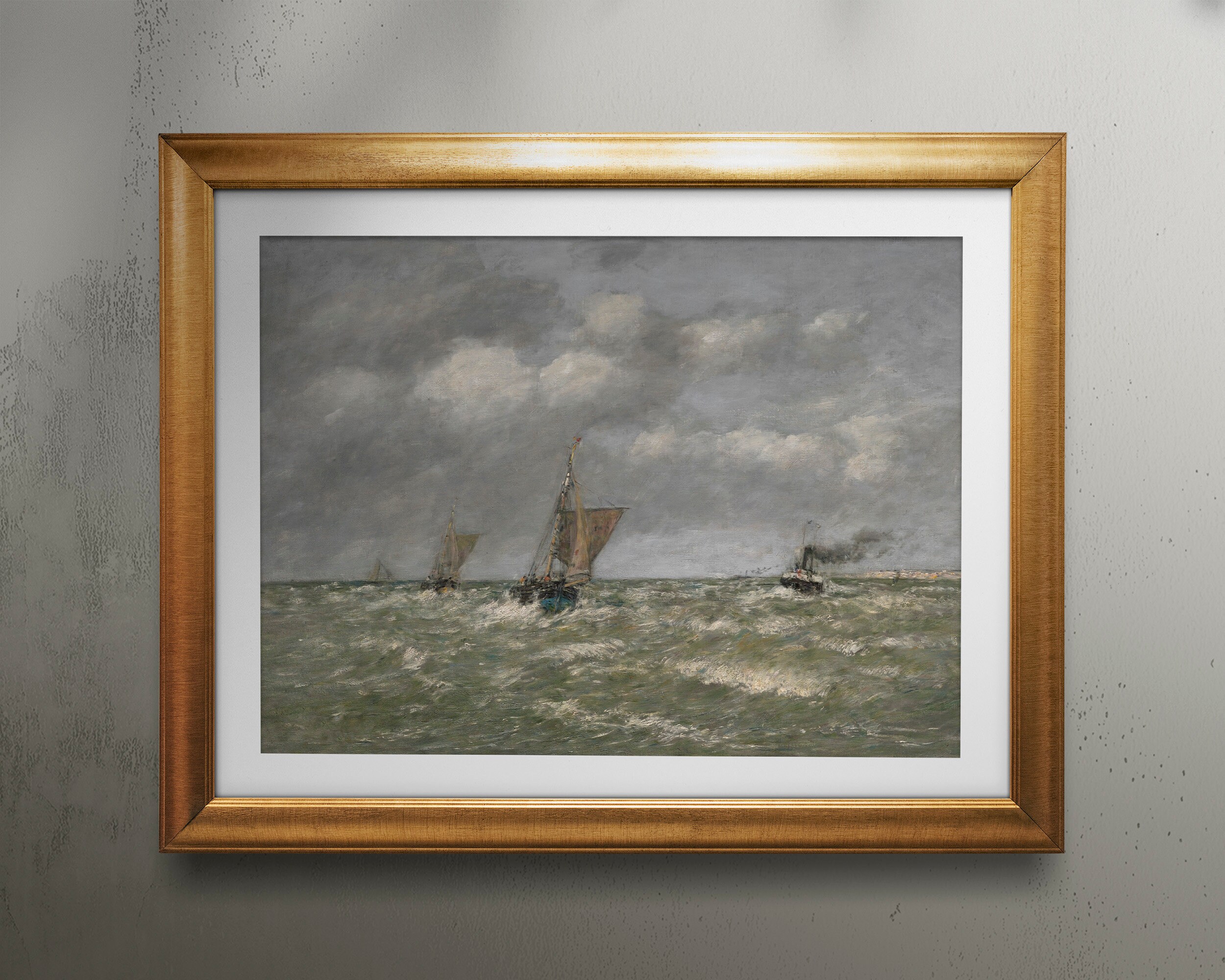 Nautical Sailboat Painting PRINTABLE Wall Art Vintage Fine Art Print ...