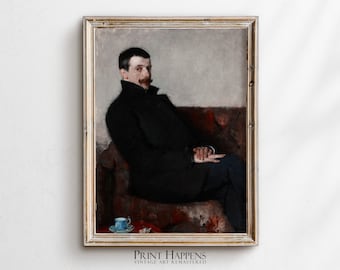 Portrait of a Man Printable Art | Vintage Oil Painting | Antique Wall Art | Instant Download | Rustic Home Decor Gift Idea | 074