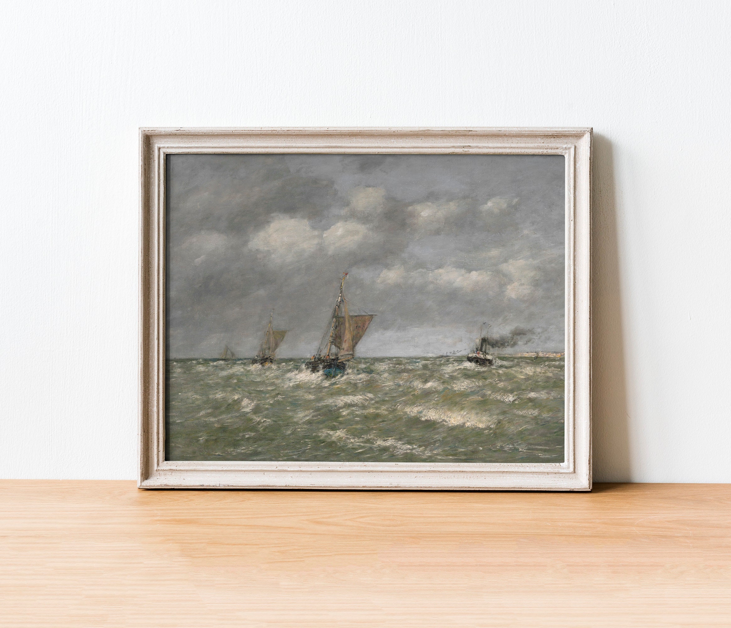 Nautical Sailboat Painting PRINTABLE Wall Art Vintage Fine Art Print ...