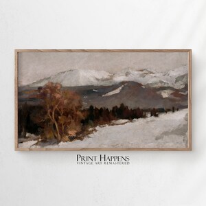 Samsung FRAME TV ART 4K | Muted Winter Mountain Landscape | Vintage Fine Art | Instant Download | tv026