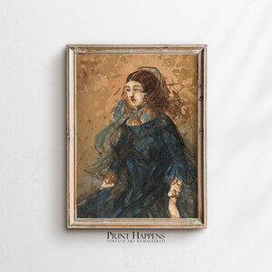 Antieke vrouw schilderij afdrukken | Vintage afdrukbare muurkunst | Antieke beeldende kunst | Digitale download | Cadeau-idee voor woondecoratie | 008