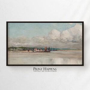Samsung FRAME TV ART 4K | Muted Vintage Seascape Painting | Rustic Fine Art | Instant Download | tv042