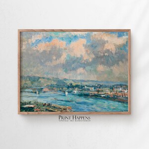French Cityscape with River View | PRINTABLE Wall Art | Classic Art Print | Digital Download | Rustic Home Decor Gift Idea | 115