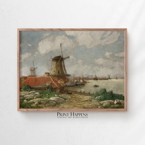 Muted Coastal Landscape Print | PRINTABLE Wall Art | Vintage Fine Art Painting | Digital Download | Antique Home Decor Gift Idea | 040