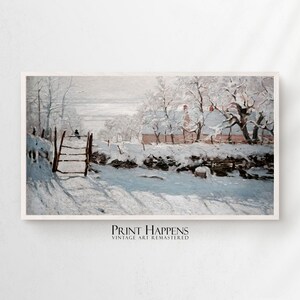 Samsung FRAME TV ART 4K | Farmhouse in Winter Vintage Landscape | Rustic Fine Art | Instant Download | tv036
