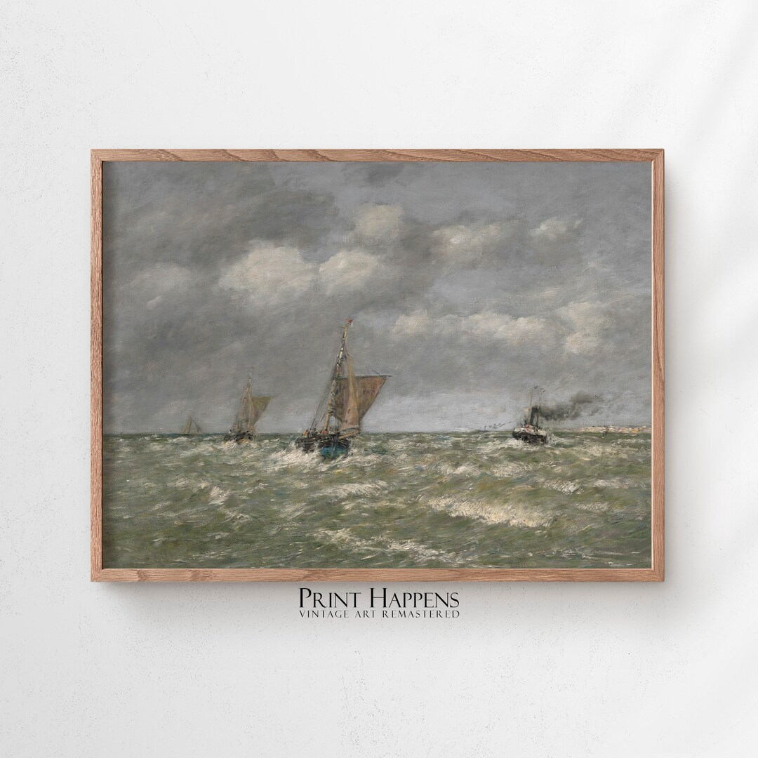 Nautical Sailboat Painting | PRINTABLE Wall Art | Vintage Fine Art ...