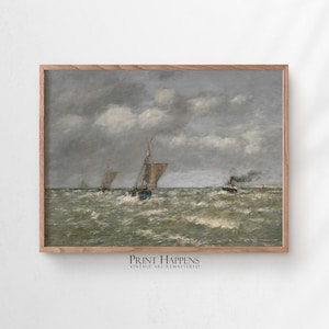 Nautical Sailboat Painting | PRINTABLE Wall Art | Vintage Fine Art Print | Digital Download | Antique Home Decor Gift Idea | 055