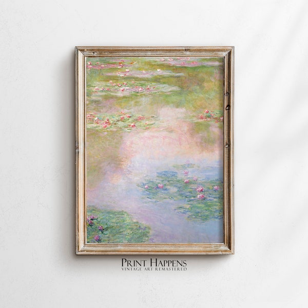 Water Lillies Vintage Printable Art | Botanical Oil Painting | Antique Wall Art | Instant Download | Rustic Home Decor Gift Idea | 165