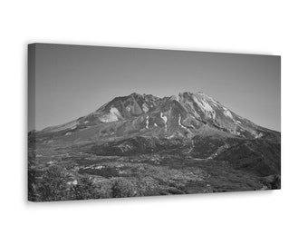 Mt. St. Helens, lienzo, envuelto en galería, blanco y negro, fotografía de paisajes,
