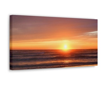 Golden Horizons, lienzo envuelto en galería, océano, puesta de sol de la costa oeste