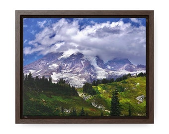 Monte Rainier, Paraíso, Lienzo envuelto en galería, enmarcado horizontal