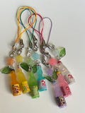 Handmade Kawaii Ramune Bottle Phone Charm, Beaded Accessories, soda pop charm