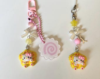 Handmade HK Cookie Phone Charm, Beaded Keychain, Accessory