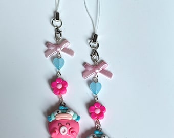 NEW.. Handmade Hangyodon and Sayuri themed Phone Charm: Kawaii Beaded Accessory, sanriocore