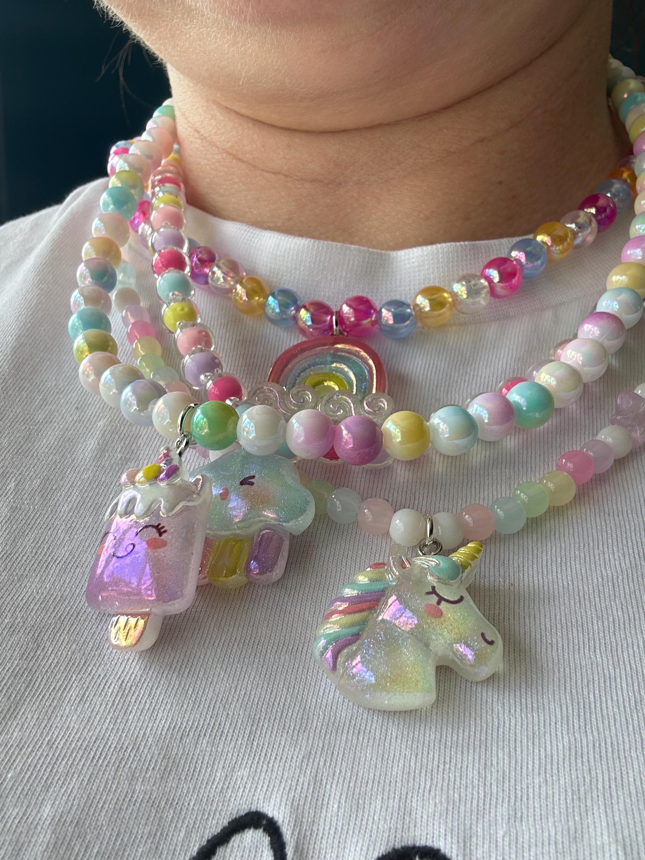 手作りかわいいパステルネックレス：アクリルビーズジュエリー - Etsy 日本