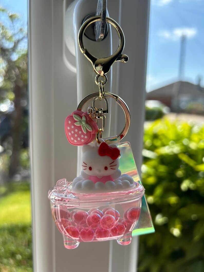 HANDMADE Cute Kawaii Hello Kitty Bathtub Keychain Keyring Etsy