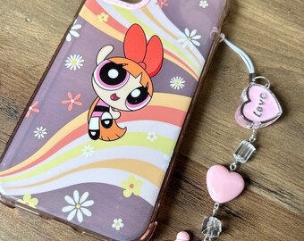 HECHO A MANO lindo Kawaii Bubblegum Girl encanto del teléfono, accesorios con cuentas, estética, encanto del teléfono bubblegum, encanto del teléfono rosa, encanto del teléfono anime