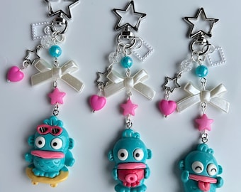 Handmade Hangyodon Keychain,, beaded keyring, sanriocore inspired, Ugly Fish keychain