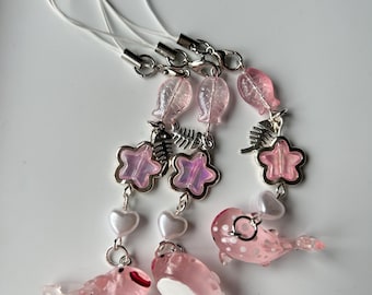 Handmade NEW Kawaii Pink Whale Shark Phone Charm: Kawaii Beaded Bag Accessory, oceancore