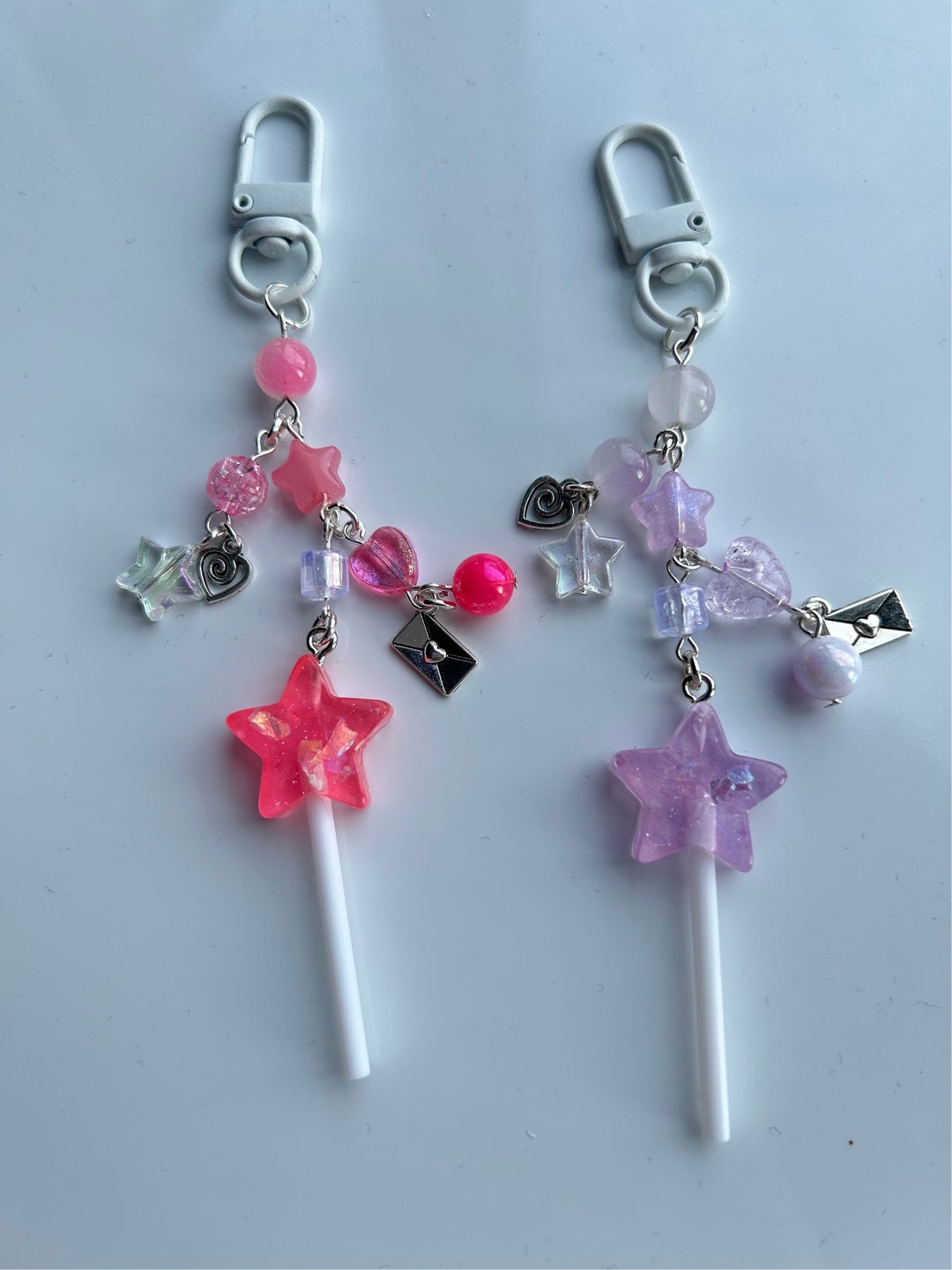 HANDMADE Cute Kawaii Magic Wand Keychains, Beaded Accessories, Pastel