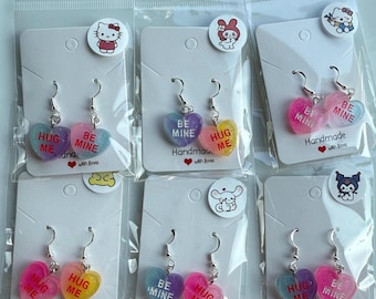 Handmade Y2K Sterling Silver Love Heart Earrings