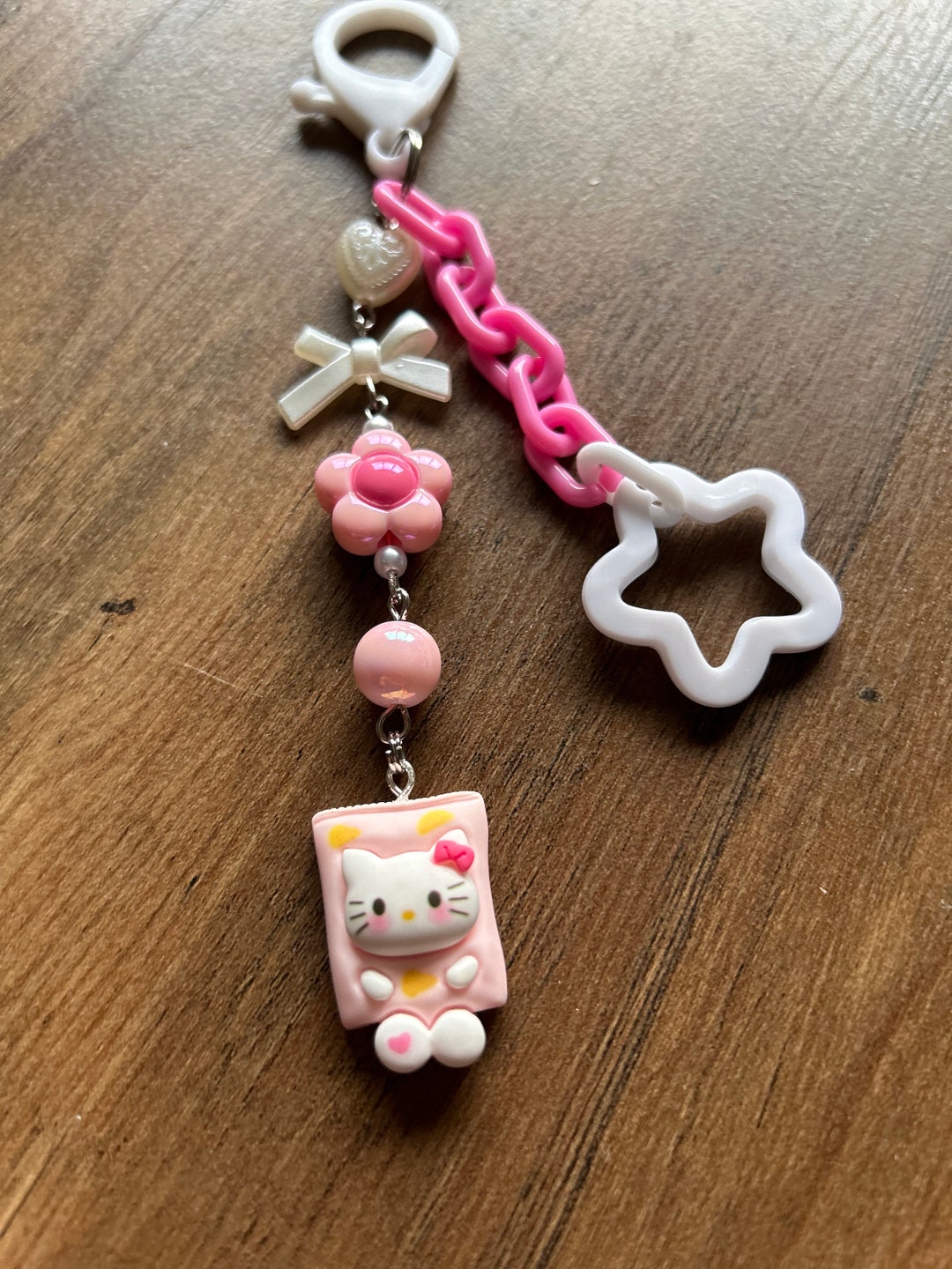HANDMADE Cute Hello Kitty Themed Crisp Packet Keychain, Hello Kitty