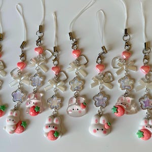 Handmade Kawaii Bunny Phone Charm: Cutecore Pastel Accessory