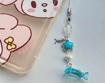 Handmade  Kawaii Whale Shark Phone Charm: Beaded Oceancore Accessory