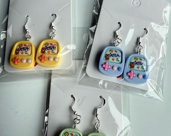 Handmade Kawaii Gamer Girl Earrings: Sterling Silver Fish Hook