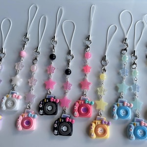 HANDGEMAAKTE schattige cameratelefoonbedel camerabedel, accessoires met kralen, esthetiek, pastelkleurige telefoonbedel, Y2k, cutecore, kidcore, gamergirl