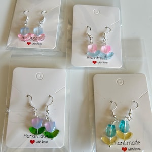 Handgemaakte sterlingzilveren tulpoorbellen – Cottagecore Coquette Jewelry