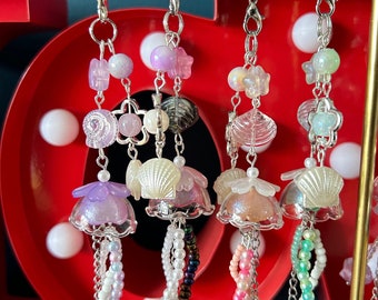 HANDMADE Cute Pastel Jellyfish Phone Charms, ocean theme phone charms, beaded accessories, Phone accessory, aesthetic, jellyfish charm