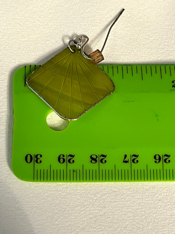 Lightweight Green Capiz Shell Square/Rhombus Dang… - image 6