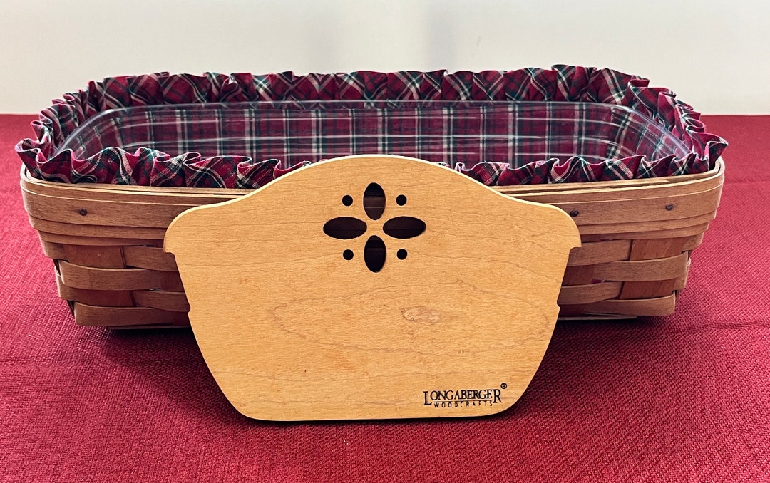 Vintage 1991 Longaberger Bread Basket With Red Plaid Fabric Etsy