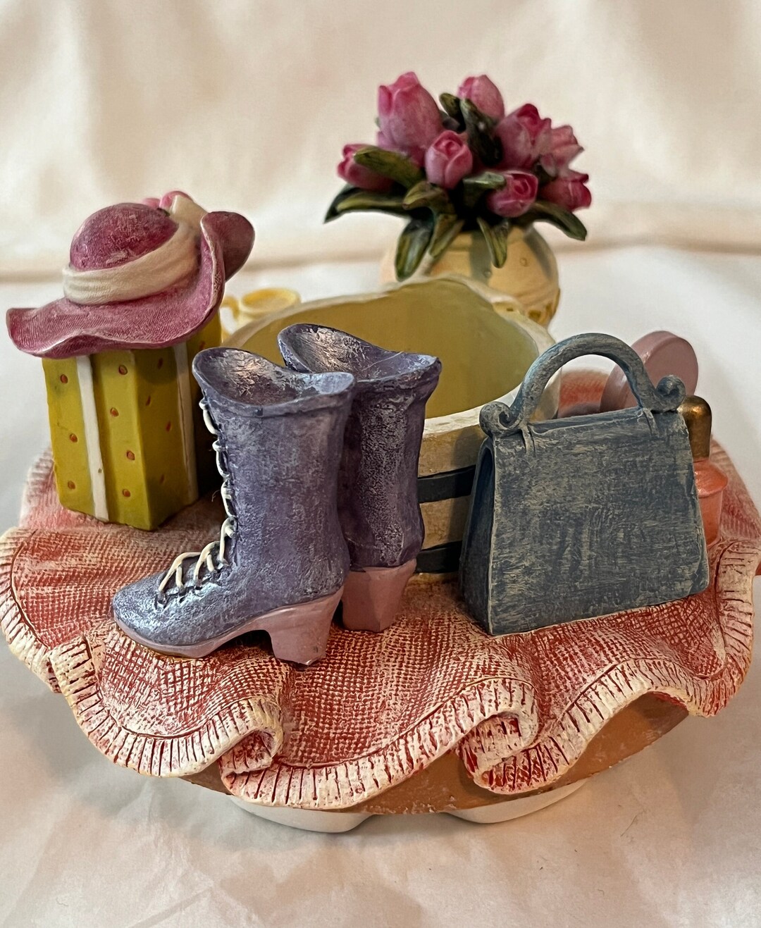 Home Interiors Ceramic Candle Jar Capper Purse Flowers Boots Hat Pearls