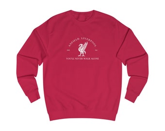 Suéter de Liverpool, suéter de los Rojos, nunca caminarás solo, suéter del club de fútbol, sudadera universitaria unisex, regalo