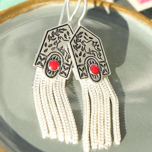 Dangle drop Hera Sterling Silver 925 Earrings Bird Pattern Stone Antike Ohrringe Antique Boucles d&#39;oreilles antiques Pendientes antiguos