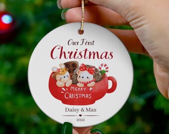 Couples Personalized First Christmas Ornament- Couple 1st Xmas Custom Gift - Our first Christmas Ornament