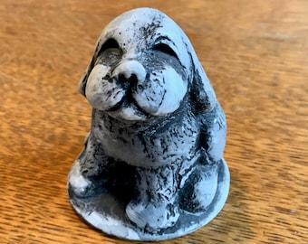 Vintage Bekka Mt St Helens Ash Dog Figurine, 1994 Signed Ceramic
