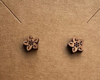 Star Flower - Houten Bloemen Oorbellen