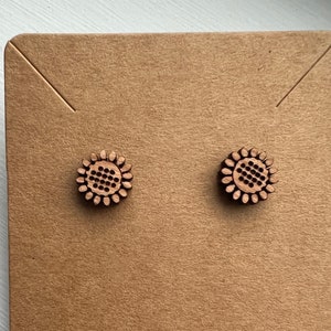 Sunflower - Wood Floral Earrings