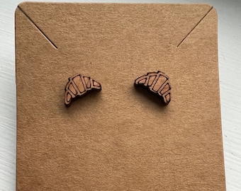 Croissant Houten Oorbel Studs