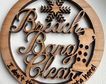 Houten Deurklinker Flashbang Kerst Ornament